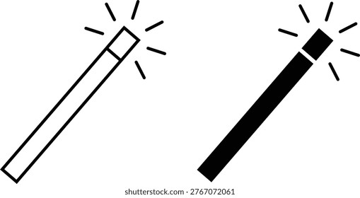 Two simple matchstick icons with sparks on white background