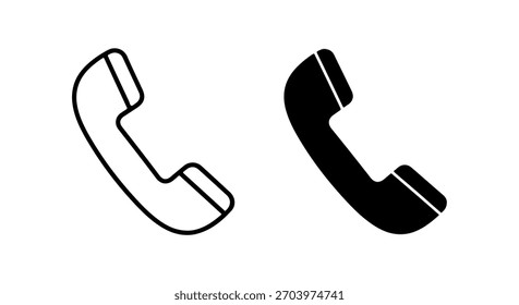 Dos iconos simples y modernos de un teléfono, uno delineado y otro negro sólido, sobre un fondo blanco.