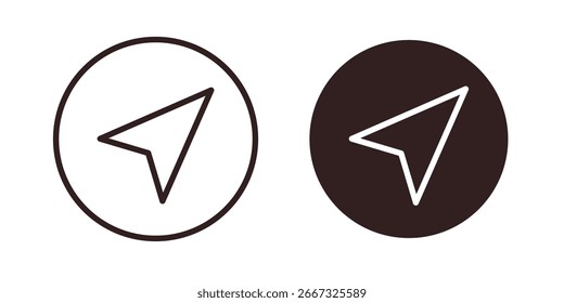 Two simple navigation arrow icons, one black and one white, inside circular frames, isolated on white.