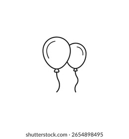 Two simple outline balloons floating together isolated on white background