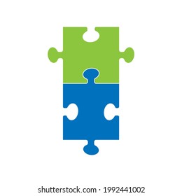 Two simple puzzle pieces on a white background. Vector image.