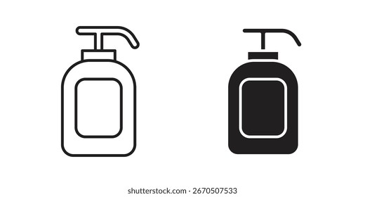 Dos iconos simples del dispensador del jabón: una línea del arte, un negro sólido. Perfecto para Sitios web o App.