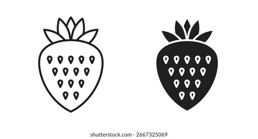 Dos iconos de fresa simples: una línea de arte, un negro sólido. Perfecto para proyectos de branding o diseño.