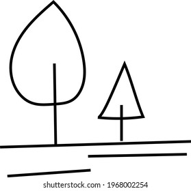 Two simple trees, icon illustration, vector on white background