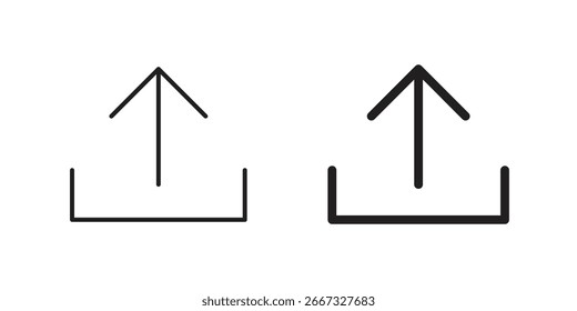 Two simple upload icons, one with thinner lines than the other, isolated on a white background.