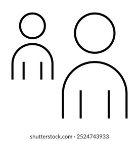 Two simplified human figures are shown, with one smaller figure in the background. Ideal for teamwork, collaboration, group activities, social interaction, and community themes. Minimalist line