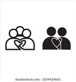 Two simplified representations of people sharing a heart, symbolizing empathy and connection.