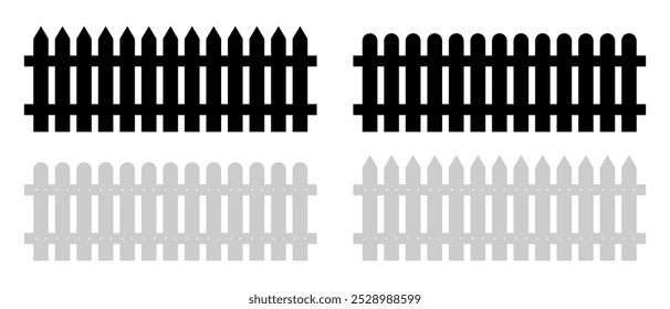 Two simplistic fence designs shown in black and gray