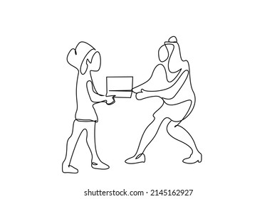 two sisters fighting over laptop and tablet