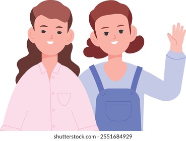 Dos hermanas juntas. Retrato de niñas. Hermanas aisladas sobre fondo blanco