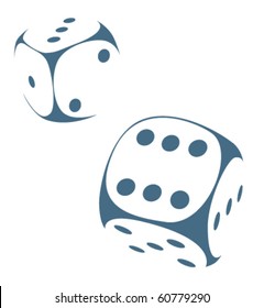 two six-sided dices on white background