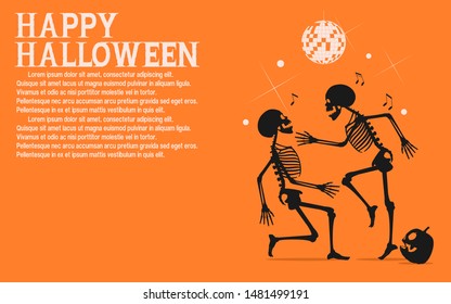 Dos esqueletos bailan en la fiesta de la noche de Halloween.
