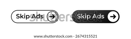 Two skip ads buttons with directional arrows. these interface elements enhance digital media navigation.