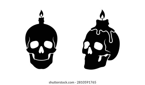 Two skull and candle silhouettes against a white background a gothic illustration skulls cranium bone