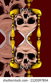 Two skull hourglass vector illustration