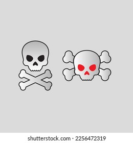 Two Skull Vector Set with Black and Red Eyes svg