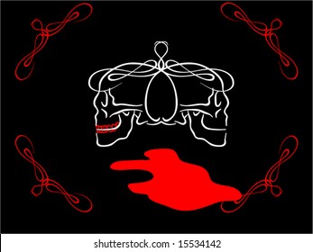 two skulls with blood