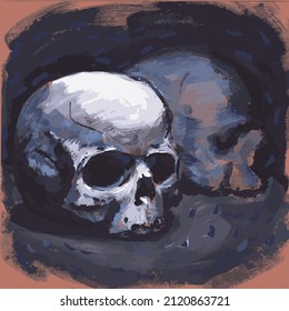 Two skulls painted with paints vector