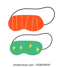 Two sleeping masks.  Hand drawn vector icons on white background.