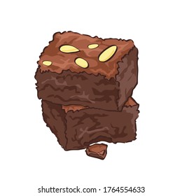 two slice brownies vector with white background