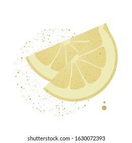 Two slice of lemon. Citrus fruit. Composition with flat lemon's slices. Design for menu, label, logo, templates, wrapping paper, invitations, greeting cards, prints, posters, tags. Vector illustration