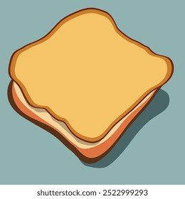 Two sliced ​​square pieces of bread for sandwich. Vector illustration without AI