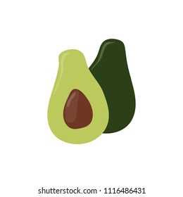 Two slices of avocado with core vector icon. Healthy eating cartoon illustration isolated on white.