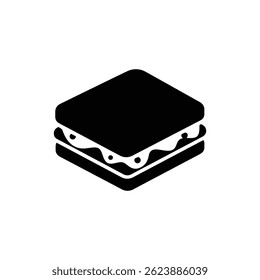 Two Slices of Bread with Cheese Between Icon - Sandwich Food Symbol