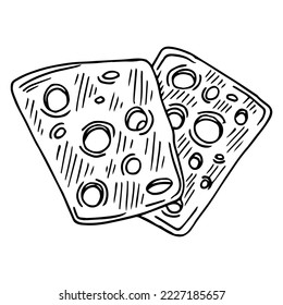 Two slices of cheese isolated on white background