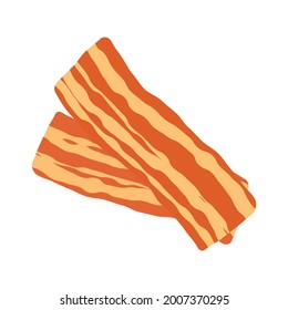 Two slices of fried bacon icon vector. Bacon icon isolated on a white background. Crispy bacon strip vector