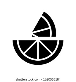 Two slices of lemon vector icon. chopped citrus illustration sign.