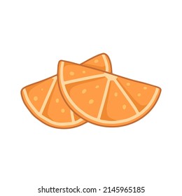 Two slices of orange in cartoon style. Vector isolated illustration.