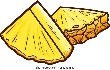 Two slices of pineapple in simple doodle style