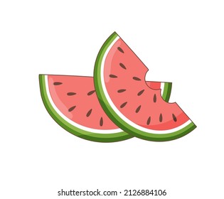 Two slices of red watermelon