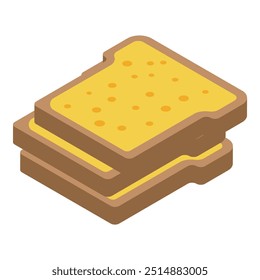 Duas fatias de pão torrado formando um ícone isométrico de pão de sanduíche