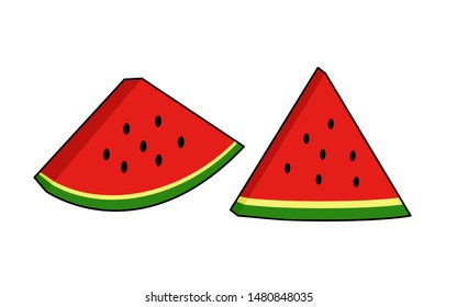 Two Slices Watermelon Friuts Vector in Cartoon Style