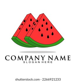 Two slices of watermelon illustration vector logo