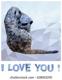 Two small animals have nestled to each other. An illustration of meerkats for application in design.