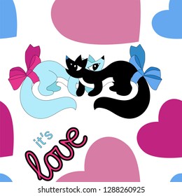 two small animals love each other, seamless pattern