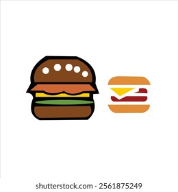 two small big burgers vector logo design