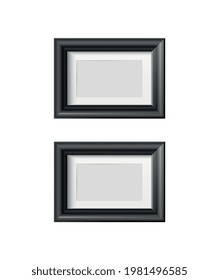 Dos pequeños marcos de foto de pared minimalista negros aislados ilustraciones vectoriales realistas