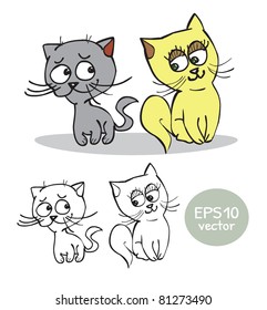 two small cats cartoon