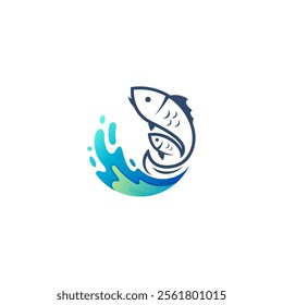 two small fish are jumping in the water and are in a circle shape