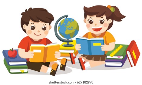 Happy Cute Little Kid Girl Read Stock Vector (Royalty Free) 1644675715 ...