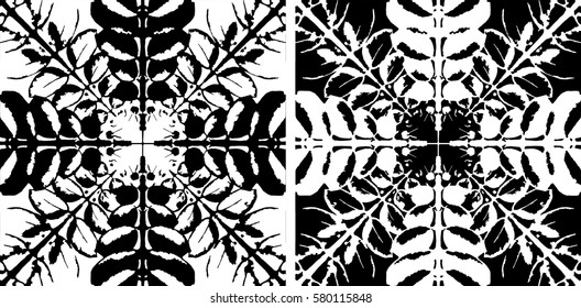 Two small leaves based pattern versions in black and white