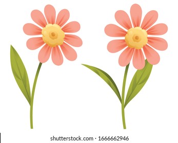 Two small orange flowers clip art. Isolated on white background. Vector illustration. Perfect for sticker, element, scrapbook, card, etc.