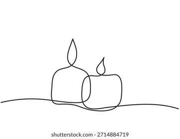 Duas pequenas velas vetoriais em um estilo gráfico minimalista de linha única