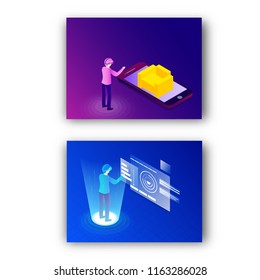 Two smart technology concept based landing page design on white background.