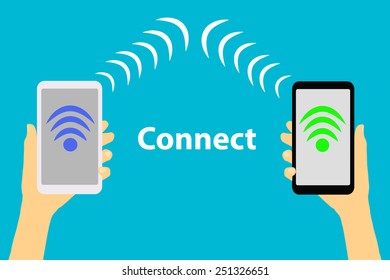 Two smartphone connecting for transfer data.