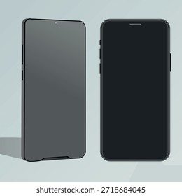 Dos maquetas de vista frontal de teléfono inteligente para la comparación de App
